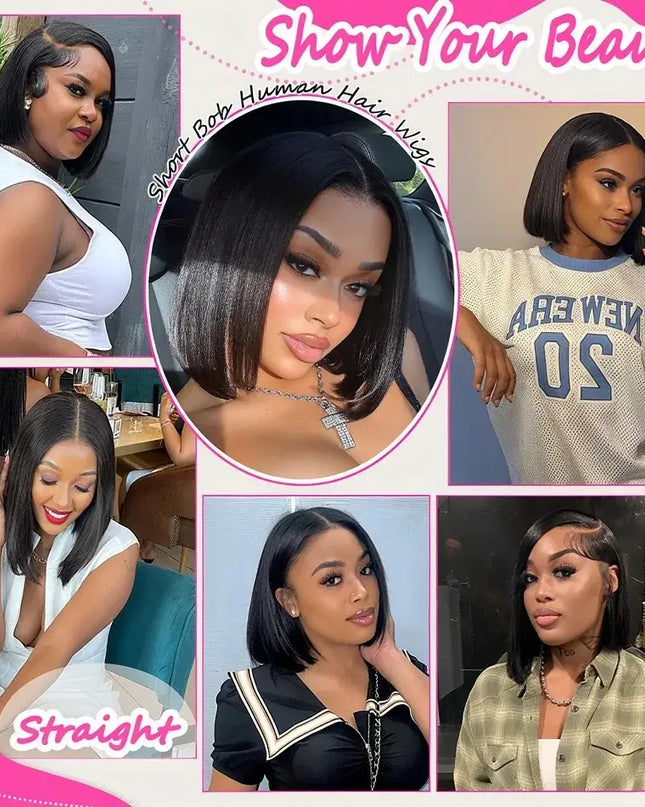 180 Density Human Hair Bob Wig - Pre Plucked Bob Wigs