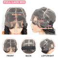Full lace wig with features highlighted on a white background