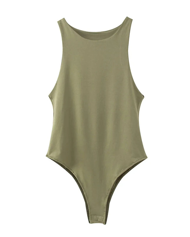 Green bodysuit on a white background