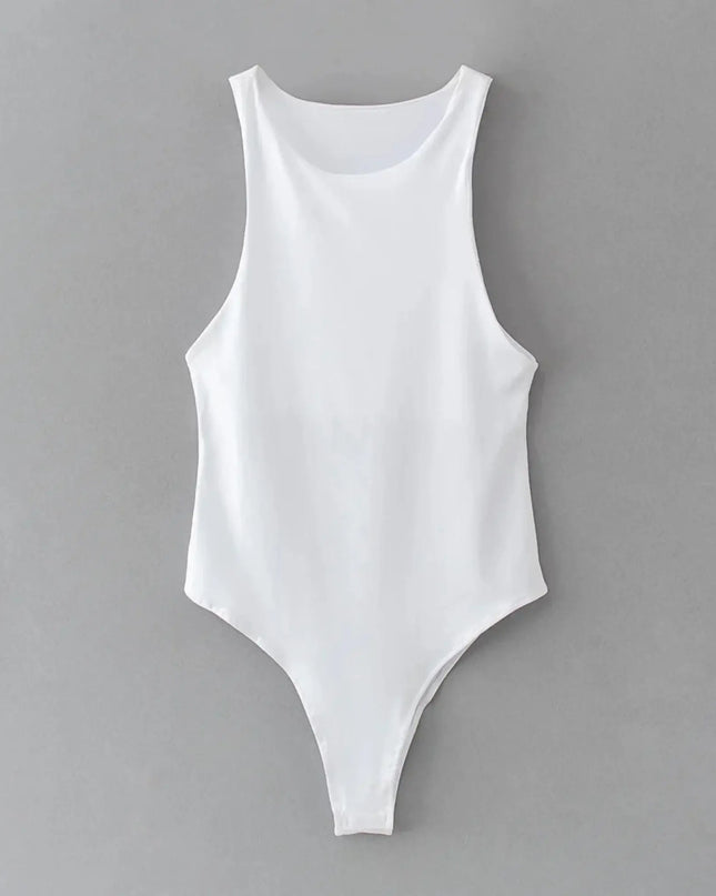 White bodysuit on a gray background