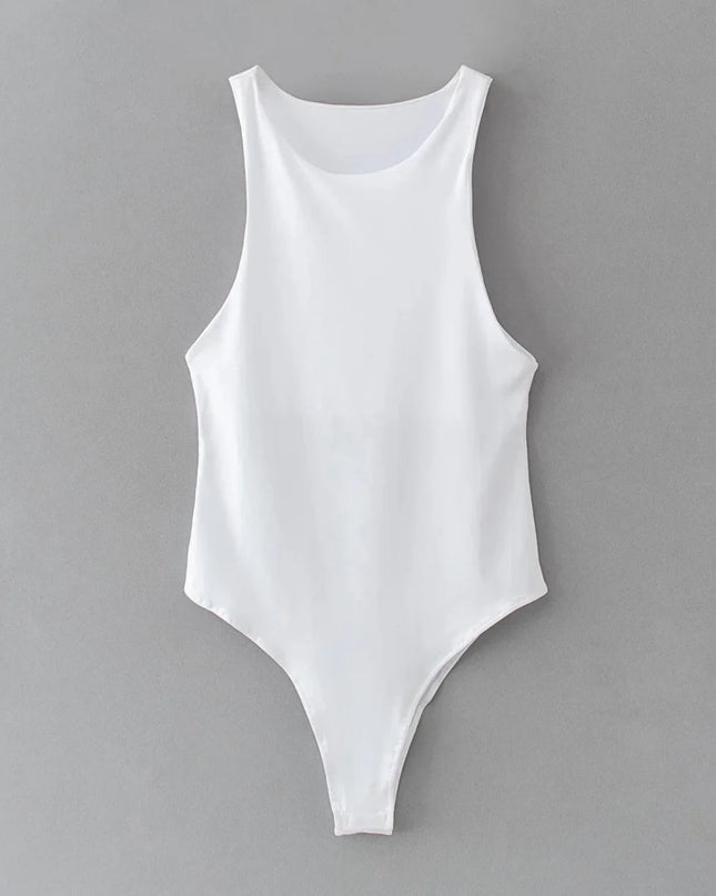 White bodysuit on a gray background