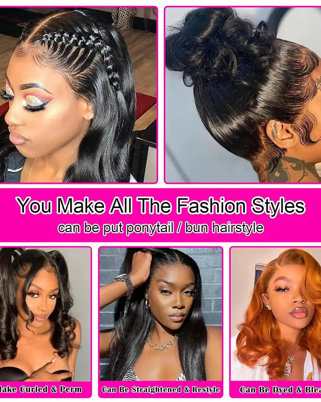 Collage of different hairstyles with text promoting versatility.