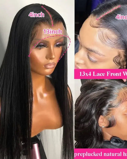 13x6/13x4 Straight HD Lace Front Wig – 100% Virgin Brazilian Human Hair, 360 Glueless