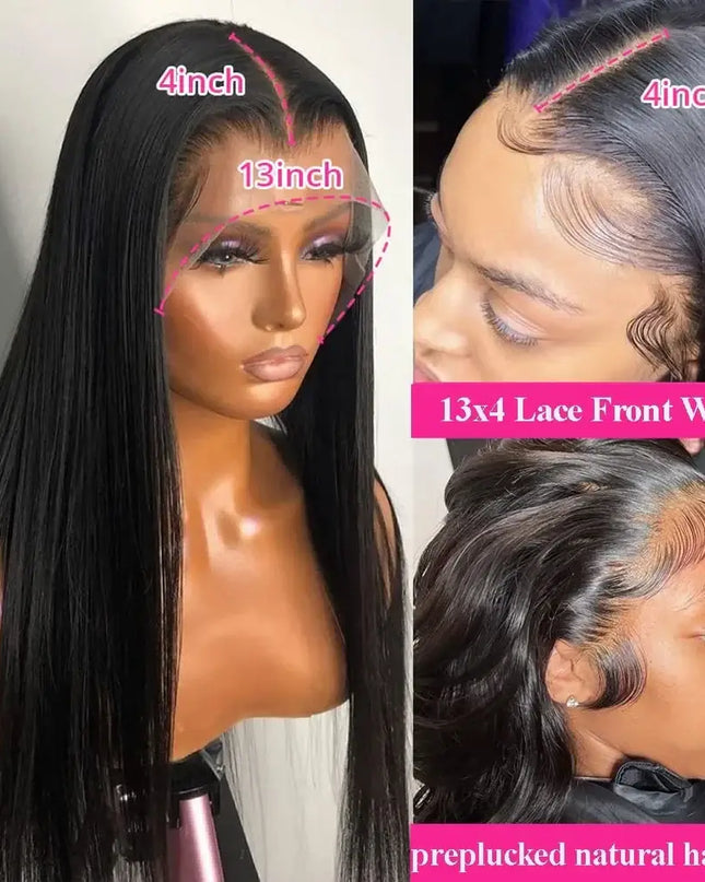 13x6/13x4 Straight HD Lace Front Wig – 100% Virgin Brazilian Human Hair, 360 Glueless