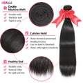 Hair extension product with features highlighted on a white background