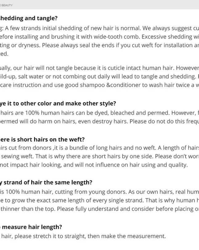 Text-based Q&A section about hair care and product usage on a white background