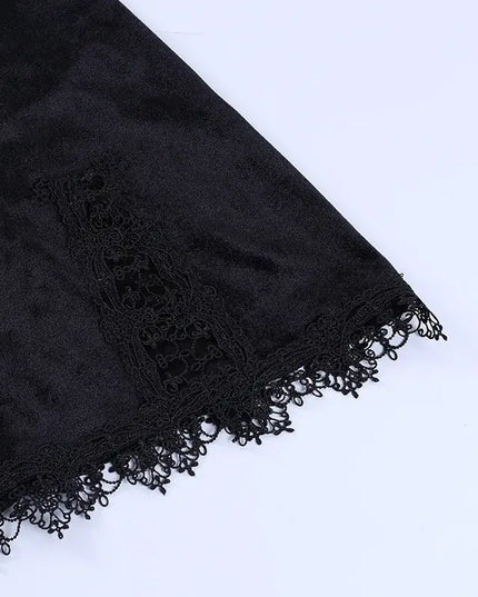 Vintage Black Cross Mini Dress – Sexy Spaghetti Strap Slit Dress”