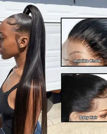 13x6/13x4 Straight HD Lace Front Wig – 100% Virgin Brazilian Human Hair, 360 Glueless