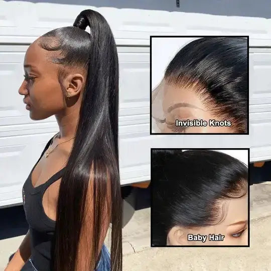 13x6/13x4 Straight HD Lace Front Wig – 100% Virgin Brazilian Human Hair, 360 Glueless