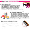 Hot Star hair care maintenance tips with text and images of hair care products and tools.