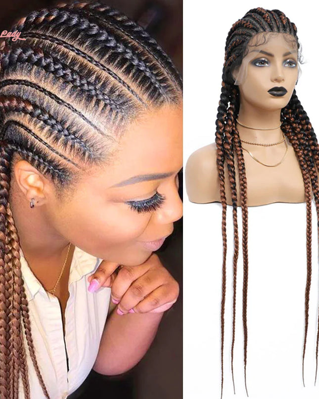 Synthetic Braided Lace Front Wigs - 36 inches 6 Braids