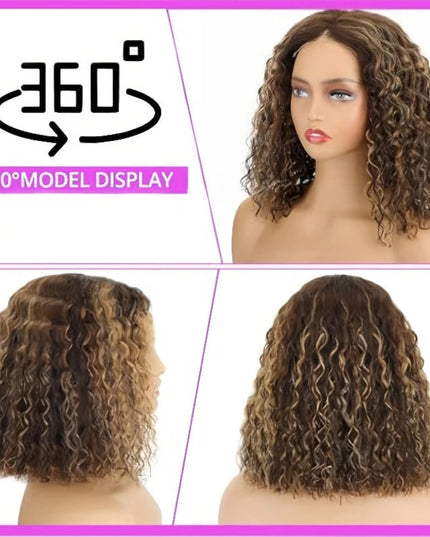 Deep Wave Bob Wig Human Hair Glueless Highlight 5x5 HD Lace Front 220% Density 4/27 Colored Ombre