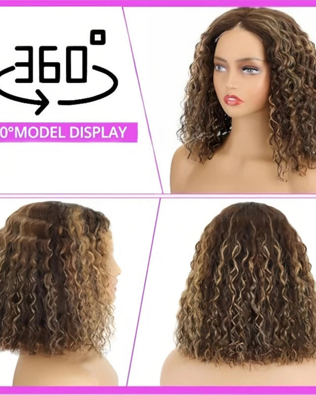 Deep Wave Bob Wig Human Hair Glueless Highlight 5x5 HD Lace Front 220% Density 4/27 Colored Ombre