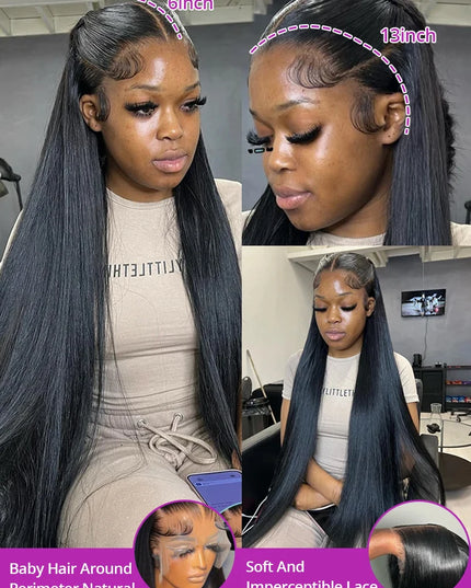 Transparent Bone Straight Lace Front Wigs 250 Density 360 Full Lace Brazilian Human Hair Wigs