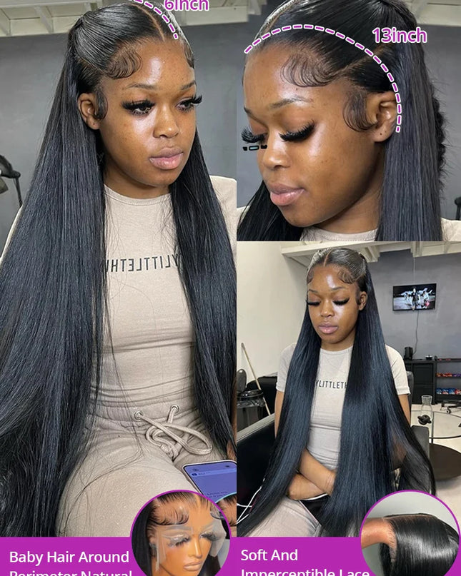 Transparent Bone Straight Lace Front Wigs 250 Density 360 Full Lace Brazilian Human Hair Wigs