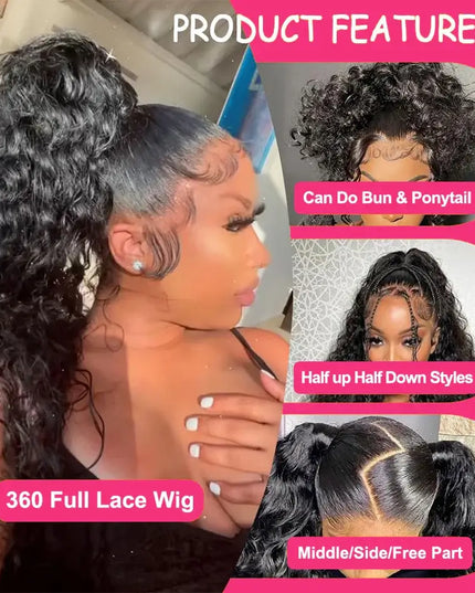 🔥 360 HD Lace Deep Curly Wave Wig – 200% Density, Preplucked & Glueless | Invisi Strap Water Wave Human Hair Wig