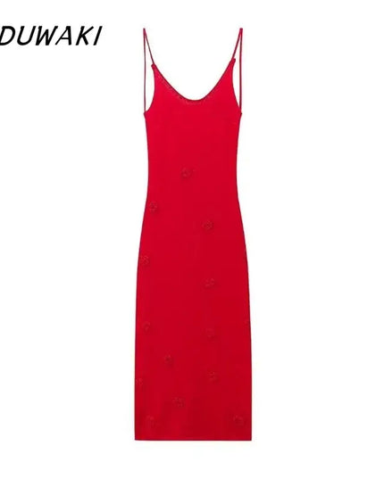 KADUWAKI gothic embroidered dresses for women in red, sexy long gown design, perfect for beach vacations and flattering fit.