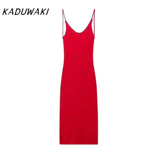 KADUWAKI gothic embroidered dresses for women in red, sexy long gown design, perfect for beach vacations and flattering fit.
