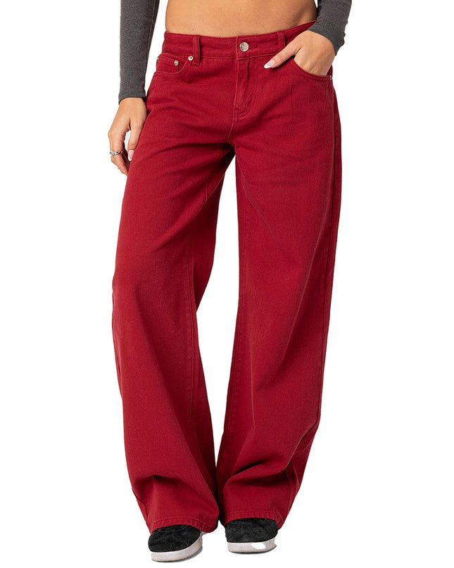 Women's Casual Loose Boyfried Wide Leg Denim Pants