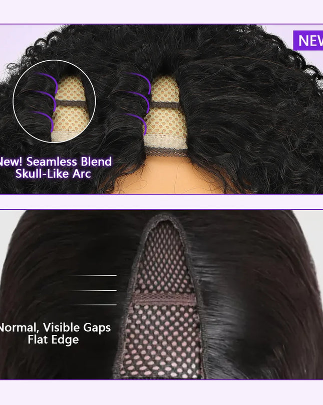 Jerry Curly V Part Wig - 12A Human Hair Upgrade 200% Density