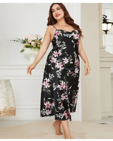 XL-5XL Sexy Satin Nightdress