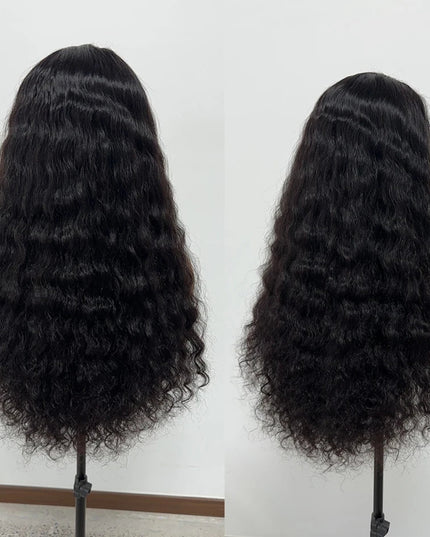 250% Density Curly Virgin Human Hair Lace Wig, showcasing natural black color and HD lace for a realistic look.