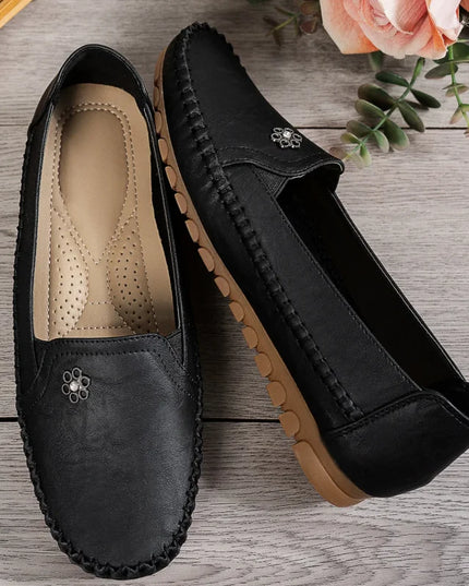Comfortable Women's Loafers Laser Stitch Detail Flat Shoes Casual Comfortable Slip On Classic Trendy Streetwear