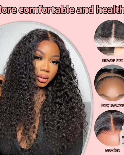 Snwprin 360 HD Full Lace Curly Human Hair Wig – 30 Inch Deep Wave Glueless Preplucked Frontal