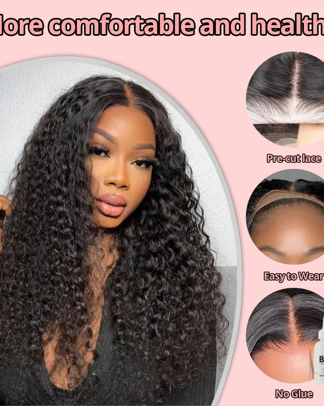Snwprin 360 HD Full Lace Curly Human Hair Wig – 30 Inch Deep Wave Glueless Preplucked Frontal