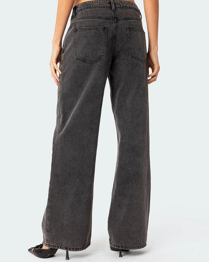Women's Casual Loose Boyfried Wide Leg Denim Pants