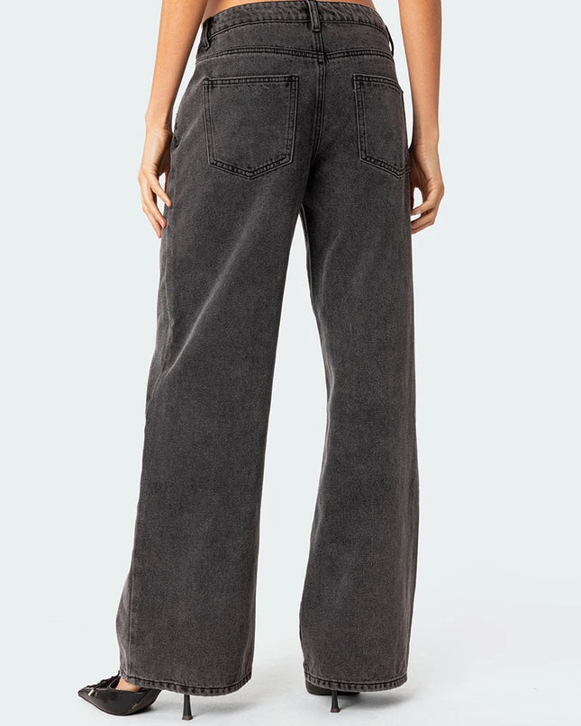 Women's Casual Loose Boyfried Wide Leg Denim Pants
