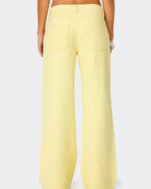 Women's Casual Loose Boyfried Wide Leg Denim Pants