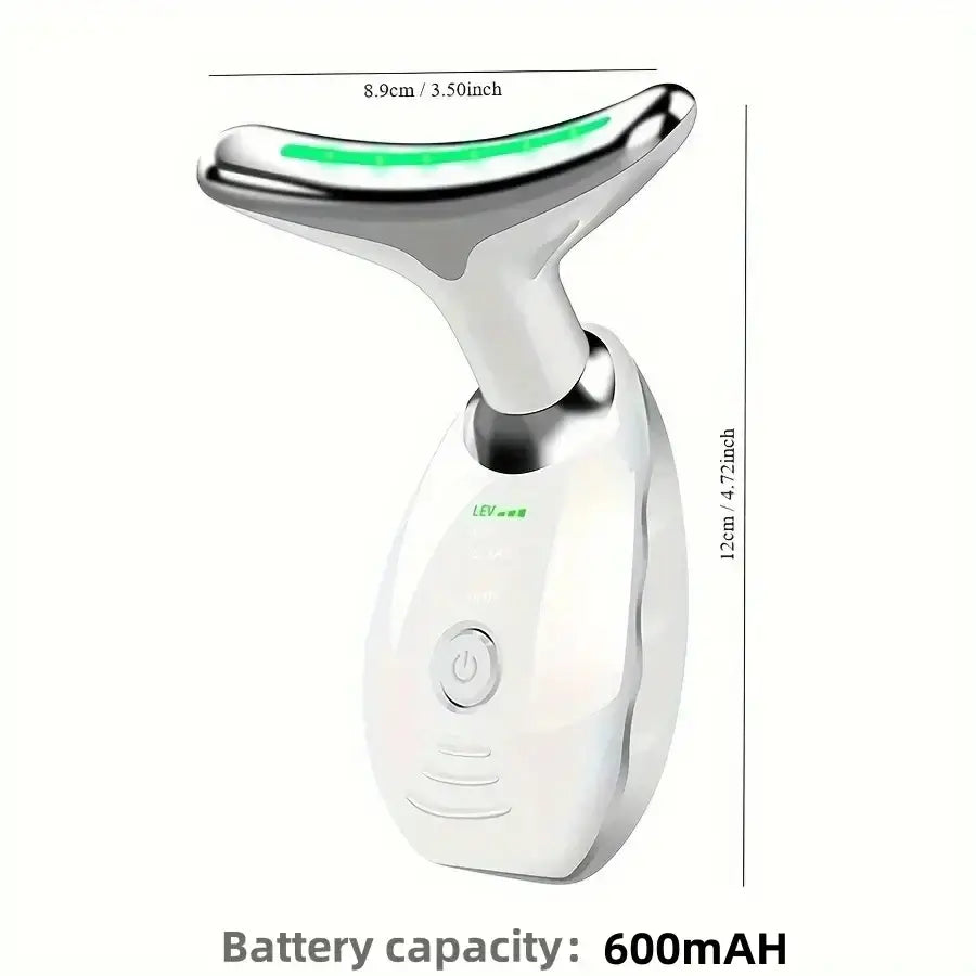 7LED Color Vibrating Neck Device for skin rejuvenation, USB rechargeable, perfect for neck and face massage.