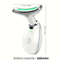 7LED color vibrating neck device with USB charging and 600mAH battery capacity for skin rejuvenation.
