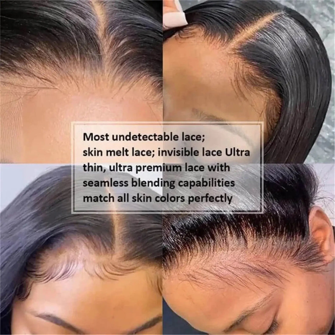 13X6 Lace Frontal Wig with model wearing it and close-up details.
