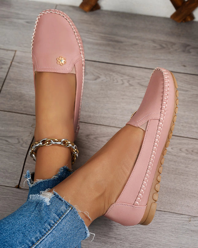 Comfortable Women's Loafers Laser Stitch Detail Flat Shoes Casual Comfortable Slip On Classic Trendy Streetwear