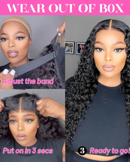 Wear Go Wig ISEE Hair Mongolian Water Wave 7x5 Glueless Preplucked Human Wigs Ready To Go Pre Cut Lace Easy Install HD Lace Wigs