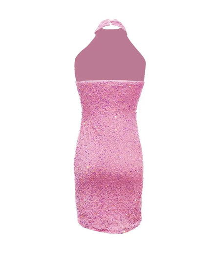 Women Formal Dresses Evening Ladies Solid Color Glitter V Neck Backless Sleeveless Ruched Sequin Bodycon Evening Gown Petite