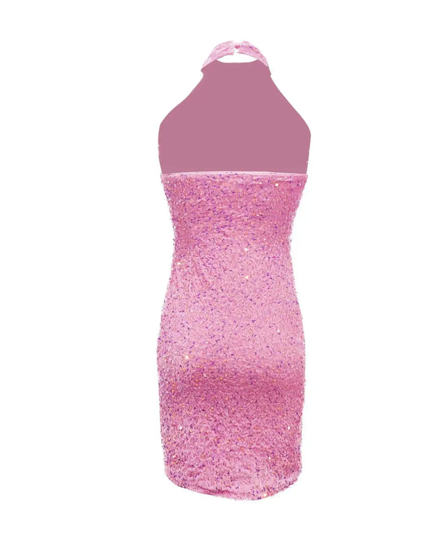 Women Formal Dresses Evening Ladies Solid Color Glitter V Neck Backless Sleeveless Ruched Sequin Bodycon Evening Gown Petite