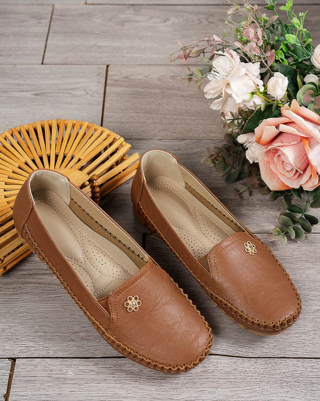 Comfortable Women's Loafers Laser Stitch Detail Flat Shoes Casual Comfortable Slip On Classic Trendy Streetwear