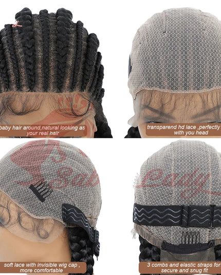 Synthetic Braided Lace Front Wigs - 36 inches 6 Braids