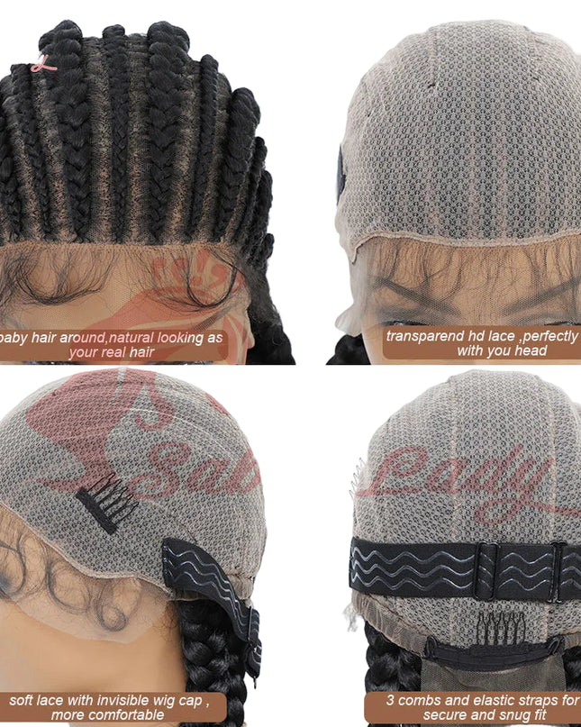 Synthetic Braided Lace Front Wigs - 36 inches 6 Braids