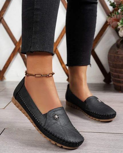 Comfortable Women's Loafers Laser Stitch Detail Flat Shoes Casual Comfortable Slip On Classic Trendy Streetwear