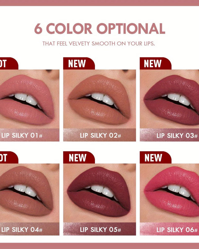 Lipstick color swatches with text indicating '6 Color Optional' and 'NEW' labels.