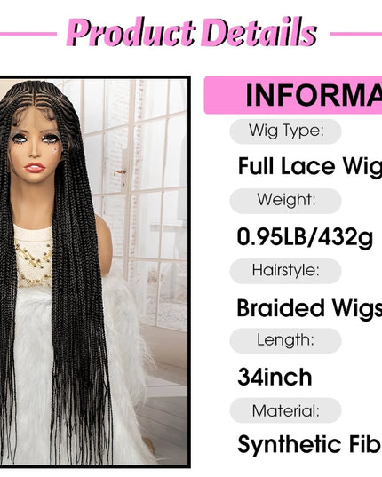 African Braided Hair Wigs Synthetic Full Lace