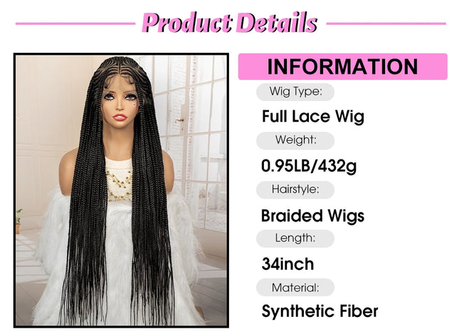 African Braided Hair Wigs Synthetic Full Lace