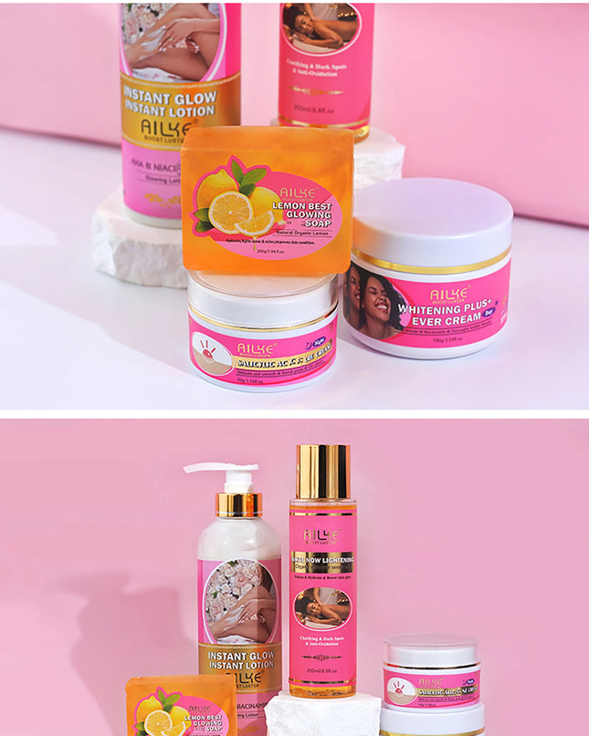 AILKE OEM Smooth Brightening AHA Dark Spots Removal, Skin Whitening Anti Wrinkle Skin Care Set