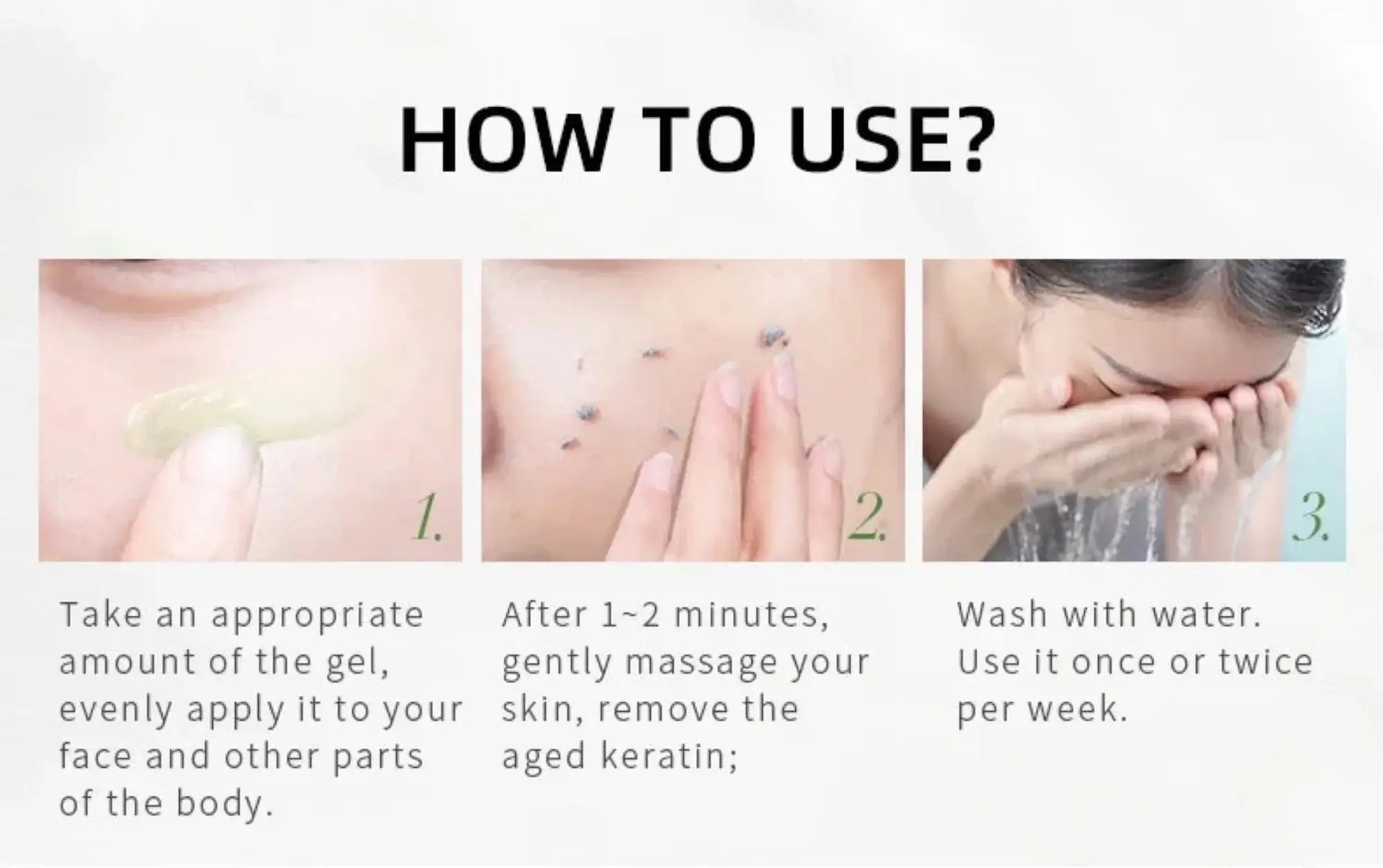 Instructions on how to use a skincare product with step-by-step guidance.