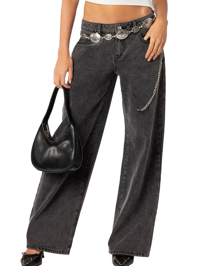 Women's Casual Loose Boyfried Wide Leg Denim Pants