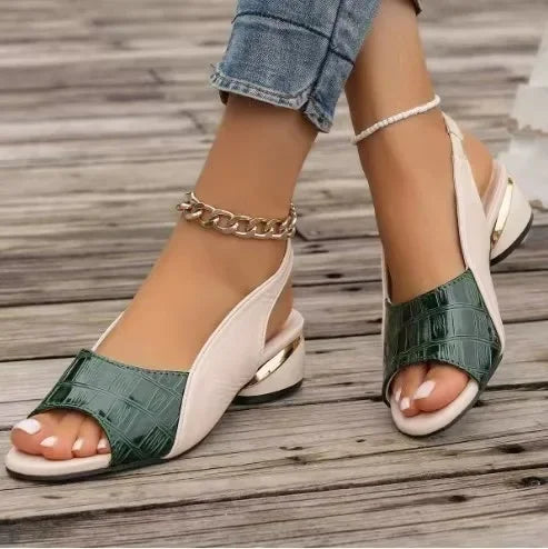 Comfortable Color Block Sandals - Stylish Low Heel Shoes